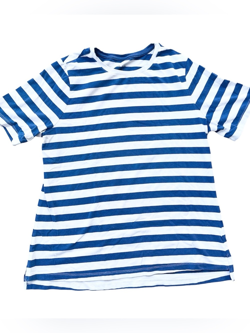 Joan Rivers Blue and White Striped T Shirt Short Sleeve Round Neck Women’s M